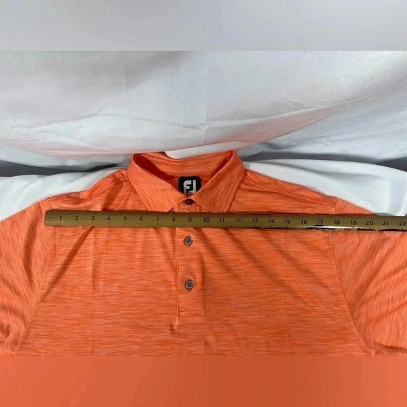 FootJoy Polo Shirt Men’s Medium Orange Heather Performance Short Sleeve Golf - Picture 6 of 8